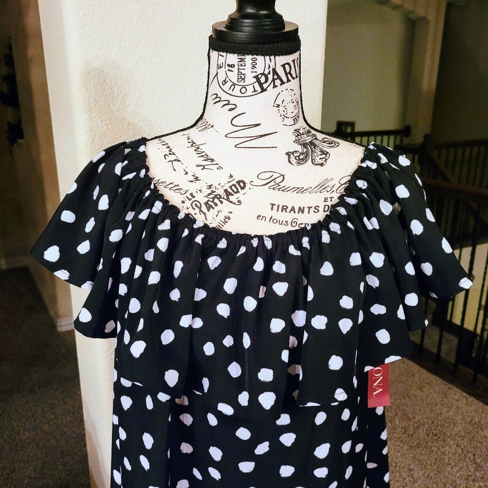 Women's Off the Shoulder Ruffle Polka Dot Dress